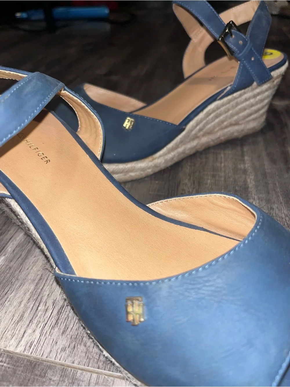 Tommy Hilfiger Blue Espadrille Wedge Sandals with Ankle Strap